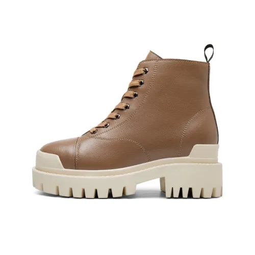 He Jinchang Короткий Мартин Boot 8 см Женские Земляной желтый