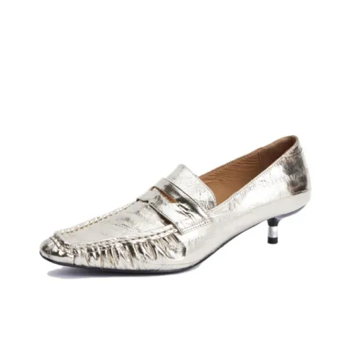 Cotemp V Loafer Кожа угря Узкий каблук Высокие каблуки Женские Светло-золотой Шампанское