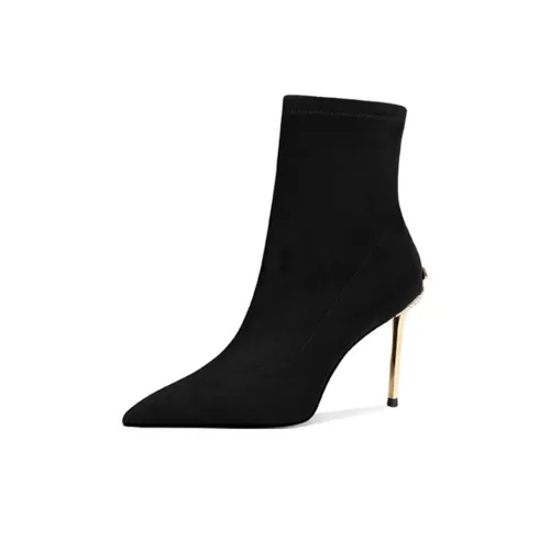 JESSICA SOPHIA Эластичные облегающие ботинки на каблуке 8 см женские черные