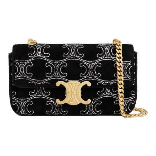 CELINE Triomphe Телячья кожа Сумка через плечо Женская Черная