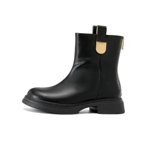 AOKANG Ботильоны 4CM Женские Черный Золотой