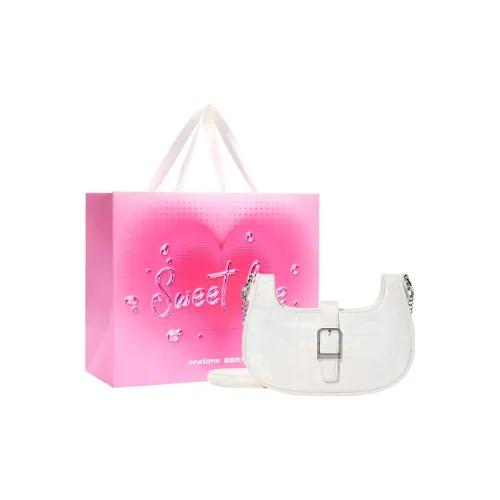 ONE TIME ПУ (полиуретан) Цепь Седло Сумка Сумка через плечо Средняя Женская Белая Черная