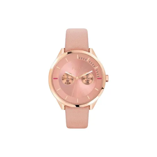 Furla Metropolis Collection Наручные часы Кварцевый механизм Кожаный ремешок 38 мм Розовый циферблат Женские часы