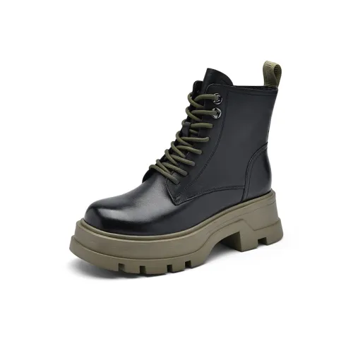 BASIC HOUSE Hello Nomad Boots Short Martin Boot Women's Olive Green