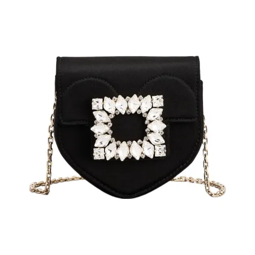 Roger Vivier Шелковый атлас Один плечевой через плечо клатч Экстра маленький Женский Черный