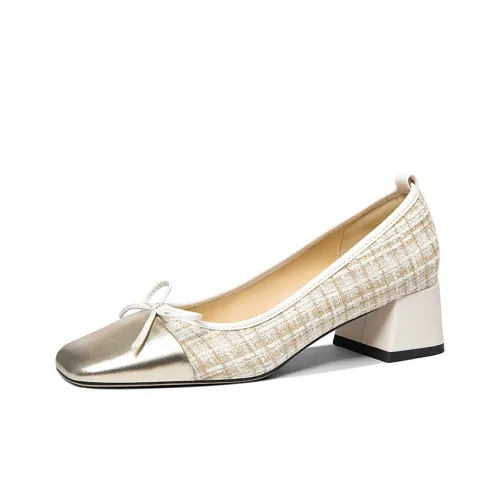 Lily Wei Квадратный каблук Высокие каблуки 5 см Женские Шампанское