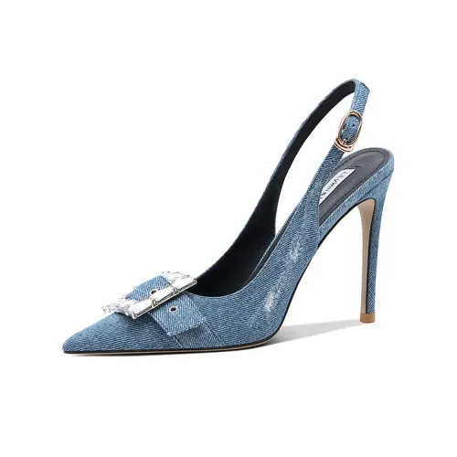 Lily Wei Балет Деним Узкий каблук Высокие каблуки 10 см Женские Джинсовый синий