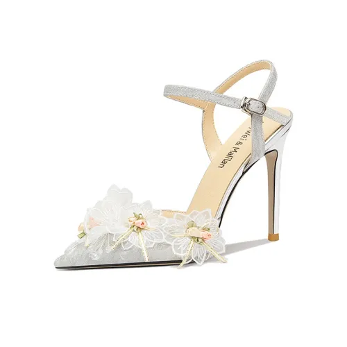 Lily Wei Kind Лотос Узкий каблук Высокие каблуки 10 см Женские Серебристые