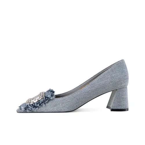 MISS SILVER Грубый каблук Высокие каблуки 5,3 см Женские Синий