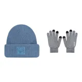 Синий капюшон + черные и белые перчатки