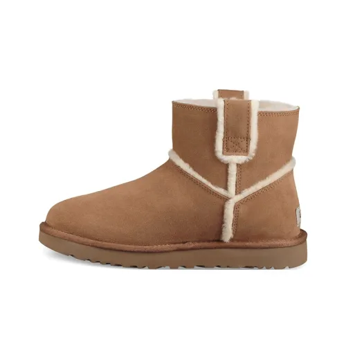 UGG CLASSIC MINI Spill Шовный Теплоизоляционный Противоскользящий Покрытие Короткие Снежные Ботинки Женские Каштаново-коричневый
