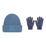 Синий капюшон + темно-синие перчатки