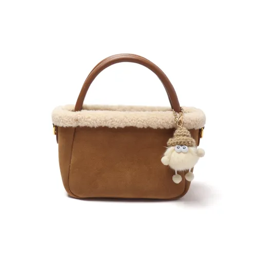 MZ HOUGE Замша с Плюшевая Сумка через плечо Сумка Женская Коричневая