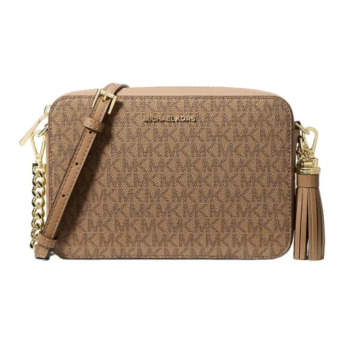 MICHAEL KORS Jet Set Холст Camera Сумка через плечо Средняя Женская Коричневая