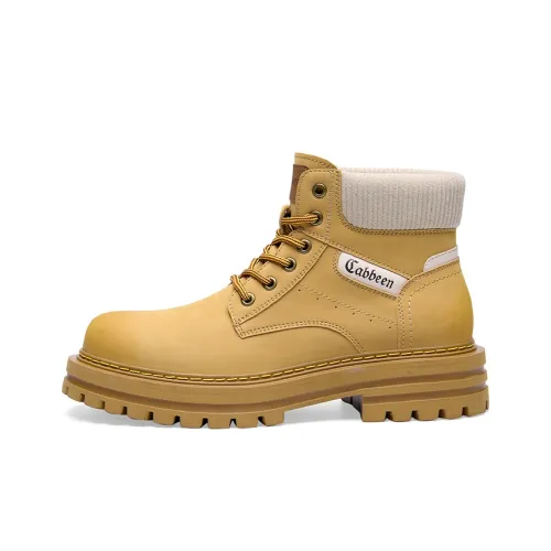 Cabbeen Винтаж Минималистский стиль Мода Тренд Универсальный Короткий Мартин Ботин Мужской Желтый Черный Романтический Эссенциальные