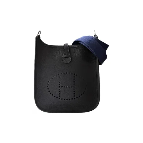 HERMES Evelyne Сумка через плечо Коровья кожа Сумка через плечо Женская Черная Темно-синяя Темно-синяя