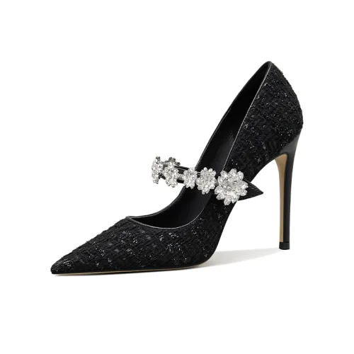 Lily Wei Похожий на Цветочное Великолепие Узкий каблук Высокие каблуки 10 см Женские Черный