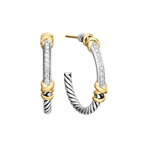 David Yurman Серебряный Ромб Серьги с покрытием из 18K золота Женские Серебряные