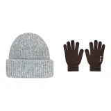 Серый кепка + кофейная перчатка