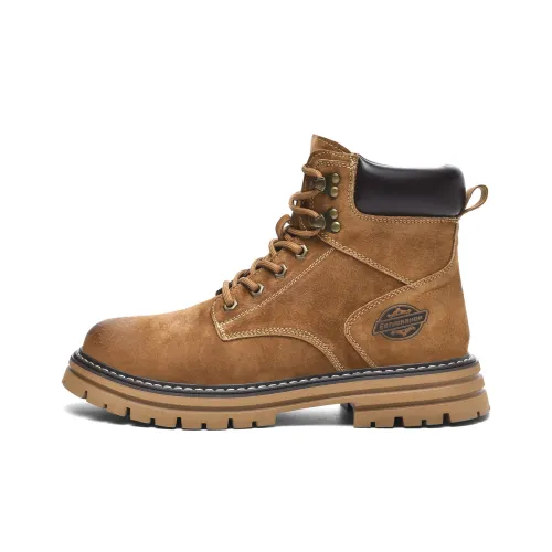 EstherShop Короткий MID Голень Аутдор Мартинсы Платформа увеличивающая высоту на 4CM Унисекс Земляной желтый