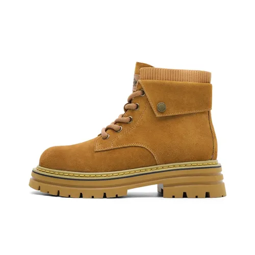 Dickies Британский стиль Удобный Универсальный Короткий Мартин Boot Женские Земляной желтый