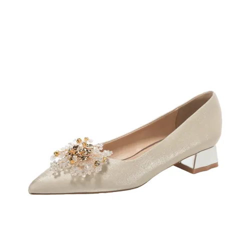 Pounise Высокие каблуки 3 см Женские Абрикос Белый