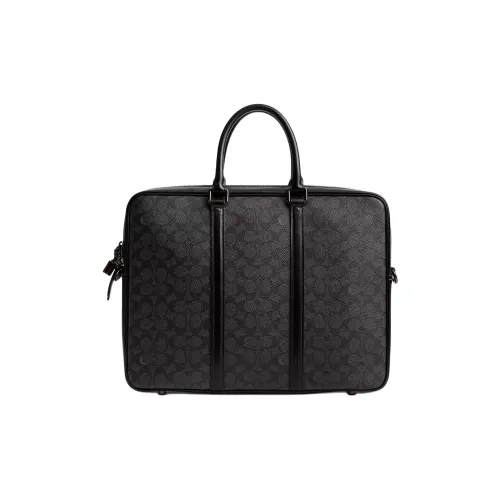 COACH Покрытый холст Ноутбук Сумка Большая Женская Уголь