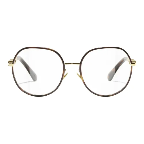 CHANEL Металлический сплав Круглые Оправы для очков Унисекс Коричневый