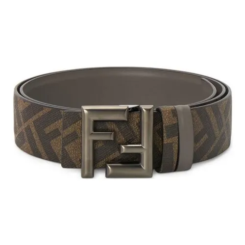 FENDI Телячья кожа Кожаные ремни Мужской Серый 3,5CM