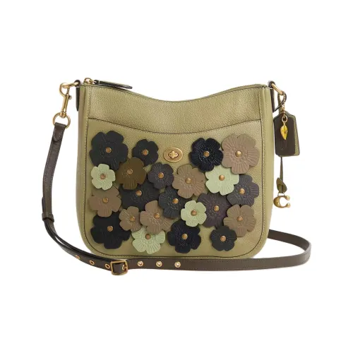 COACH Chaise Полированная Галька Кожа Сумка через плечо Сумка на плечо Большая Женская Лесной мох