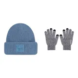 Синий капюшон + серые перчатки