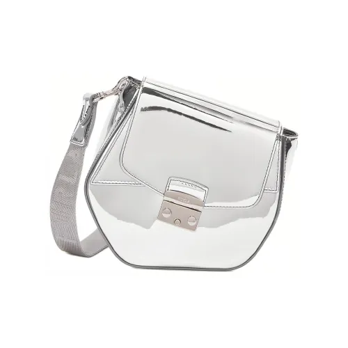 Furla Metropolis Collection Полиуретан с Нейлоном Сумка через плечо Мини Женская Серебряная