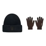 Черная кепка + кофейная перчатка