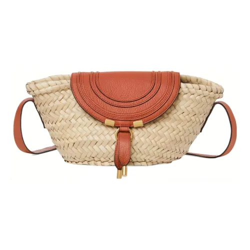 Chloe Marcie Соломенная плетеная с рельефной телячьей кожей Baskets Сумка Сумка через плечо Маленькая женская