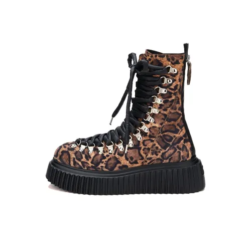 AGL Botines 6 см Женские с леопардовым принтом