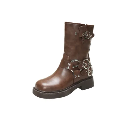 Take The Qin Короткий Мартин Ботинок 4CM Женский Коричневый Черный