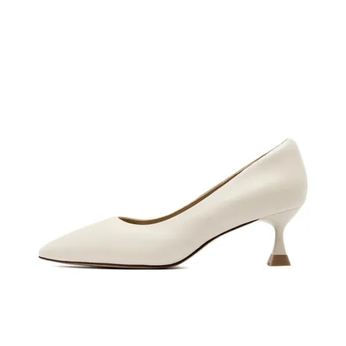 AOKANG Боковая бутылка Высокие каблуки Женские Экрю