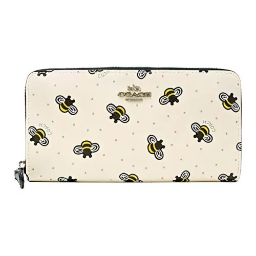 COACH PVC Поливинилхлорид Кошелек Женский Белый и Светло-Синий в Полка Дот