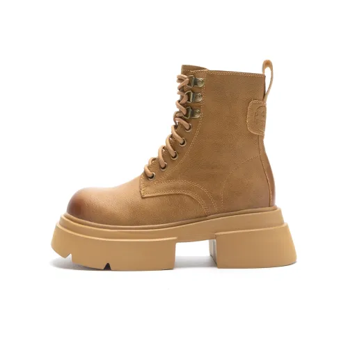 Little Sue Желтые Ботинки Короткий Мартин Boot 5CM Женские Желтые