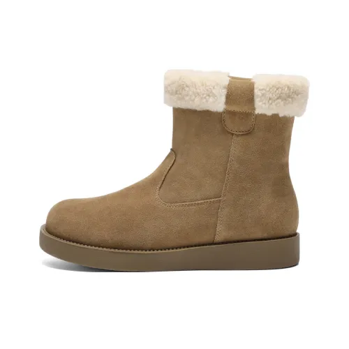 BELLE Термический Износостойкий Увеличивающий Высоту Низ Резистентный 14 см Зимние Ботинки Женские Коричневый