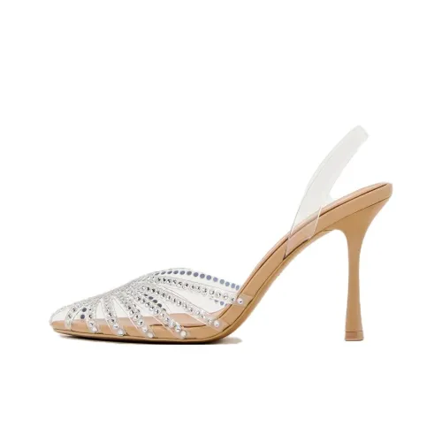 ZARA Узкий каблук Высокие каблуки Женские Бежевый