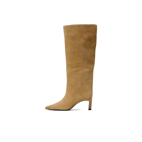 ZARA Женские высокие сапоги до колена, желтые