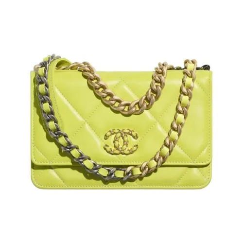 CHANEL 19Bag Овчина Сумка Сумка через плечо Сумка через плечо Женская Неоново-желтая