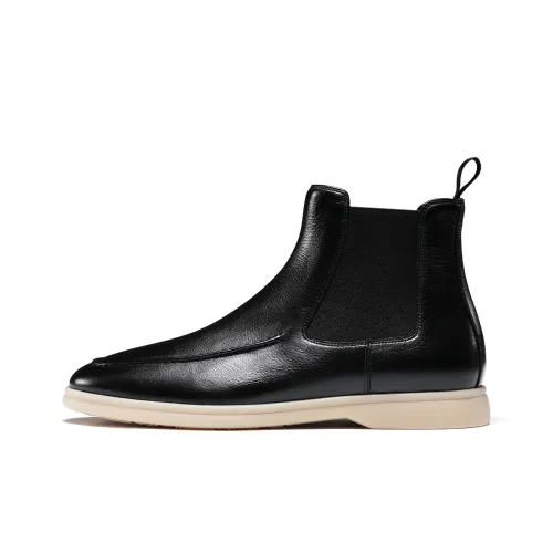 TRUFFAUT Треснувшие Кожаные Ботинки Короткие Челси Мужские Черные