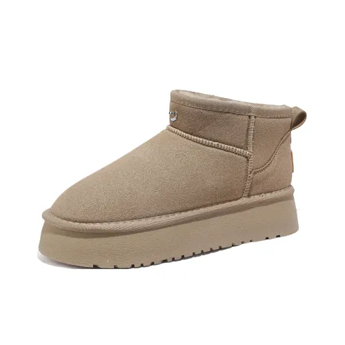 Крокодил Термический Устойчивый к Износу Короткие Снежные Ботинки Женские Антилопа Коричневый