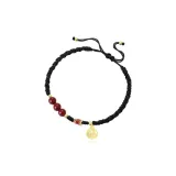 Счастливый браслет с подвеской в виде рыбы кои и иероглифом «фу» [черный]