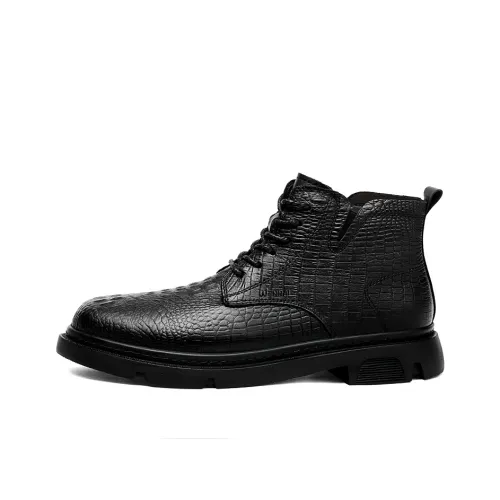 Wen Nai Короткий Мартин Ботин Мужской Черный