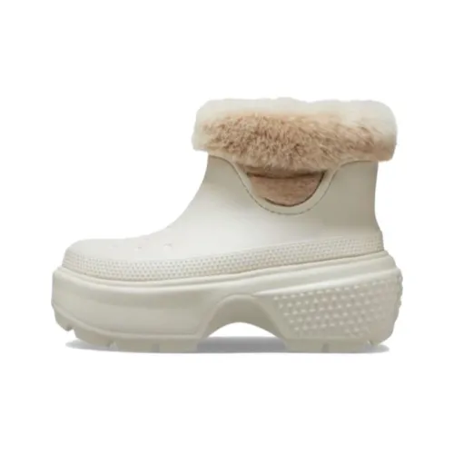 Crocs Stomp утепленные ботильоны женские белые