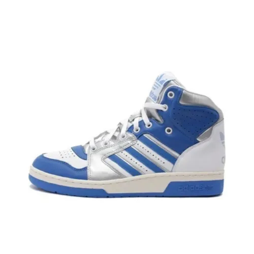 Adidas Originals Slip Resistant Abrasion Resistant High Top Винтажные баскетбольные кроссовки Мужской Синий Белый