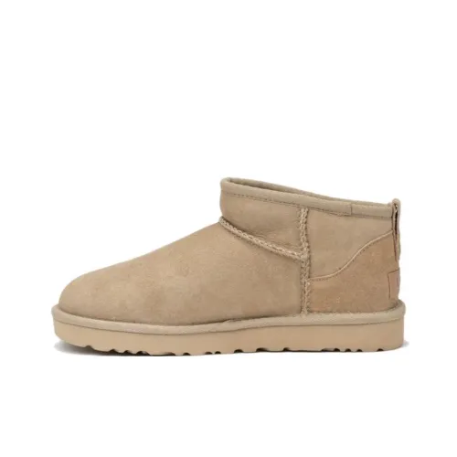 UGG CLASSIC ULTRA MINI Термостойкие ботинки для снега женские светло-янтарного цвета длина до щиколотки